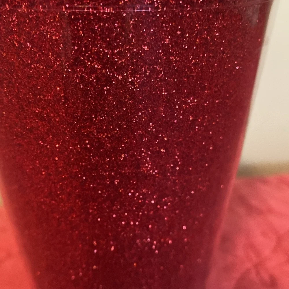 Red Glitter Tumbler with Straw